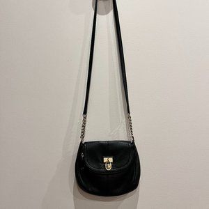 Calvin Klein Black Pebbled Leather Small Crossbody Chain Bag